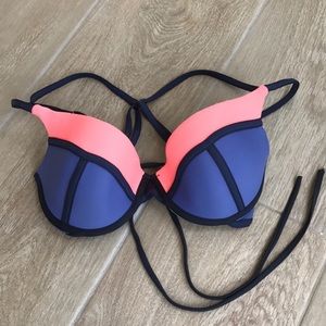 Maaji Blue & Coral Bikini Top Large